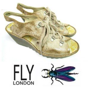 Fly London Ylfa Luna Sandals Gold Metallic 39 8